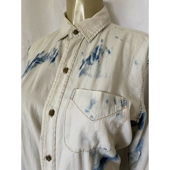 Current Elliot Tie Dye The Prep School Shirt Cotton Long Sleeve Blue Whi… - Picture 4 of 6